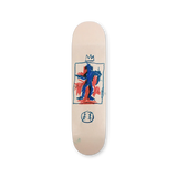 Jean-Michel Basquiat’s King of Baseball on a solo skateboard deck — featuring a crowned figure with expressive line work and color.
