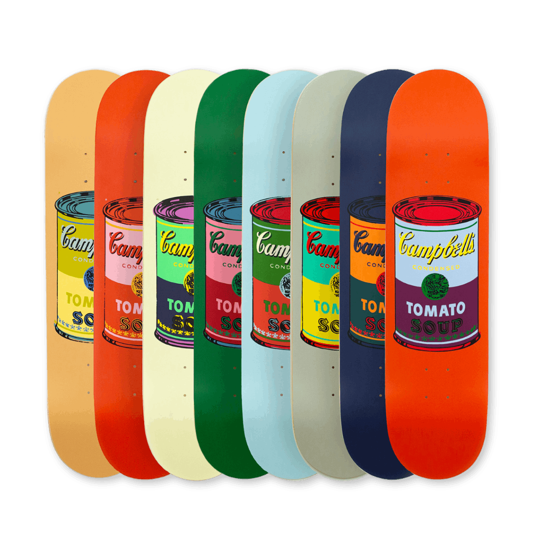 Andy warhol set of eight coloured Campbell's soup cans collection by THE SKATEROOM bottom