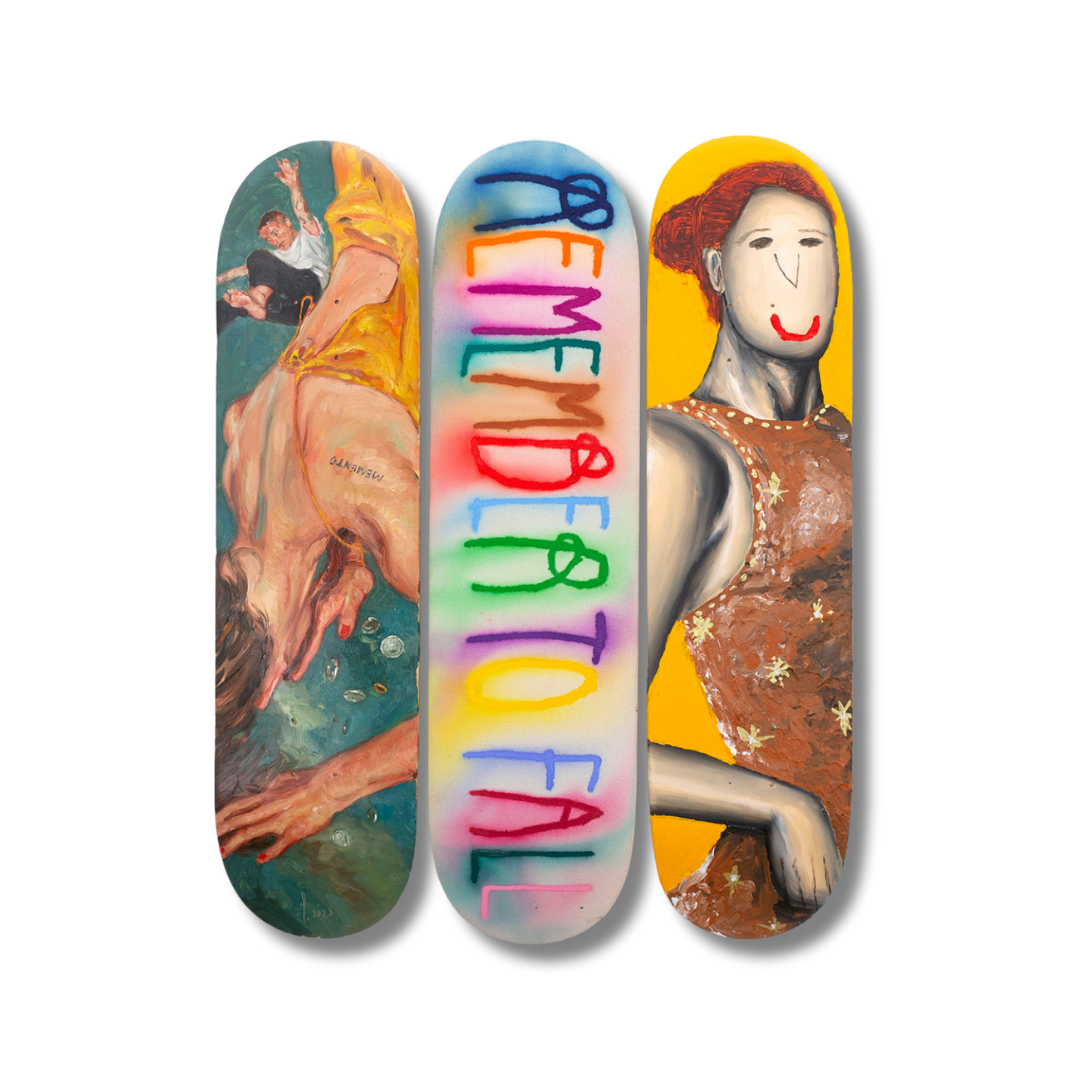 CB HOYO Evgen Čopi GORISEK Pascal MÖHLMANN Remember to fall bottom triptych by THE SKATEROOM collection
