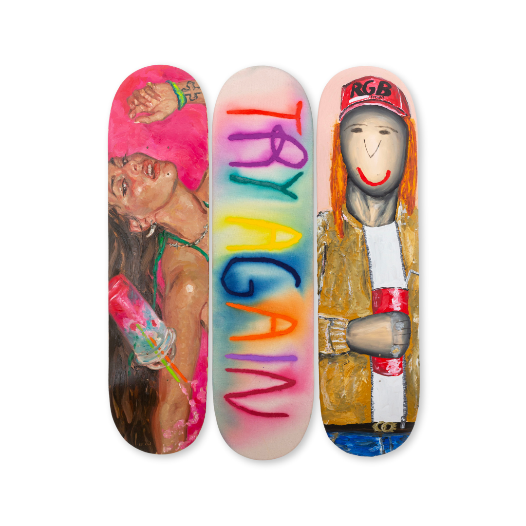 CB HOYO Evgen Čopi GORISEK Pascal MÖHLMANN try again bottom triptych by THE SKATEROOM skate art