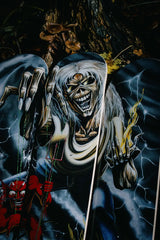 Detail of the The Number of the Beast skate triptych by Iron Maiden.