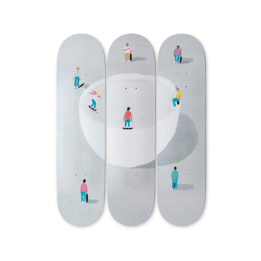 Jeremyville's The Bowl skateboard art by the skateroom