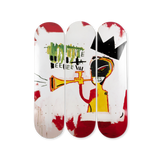 Jean-Michel Basquiat's Trumpet skateboard art by the skateroom