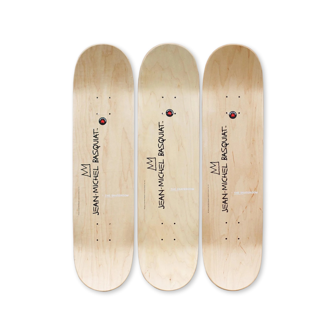 Jean-Michel Basquiat's Trumpet skateboard art by the skateroom