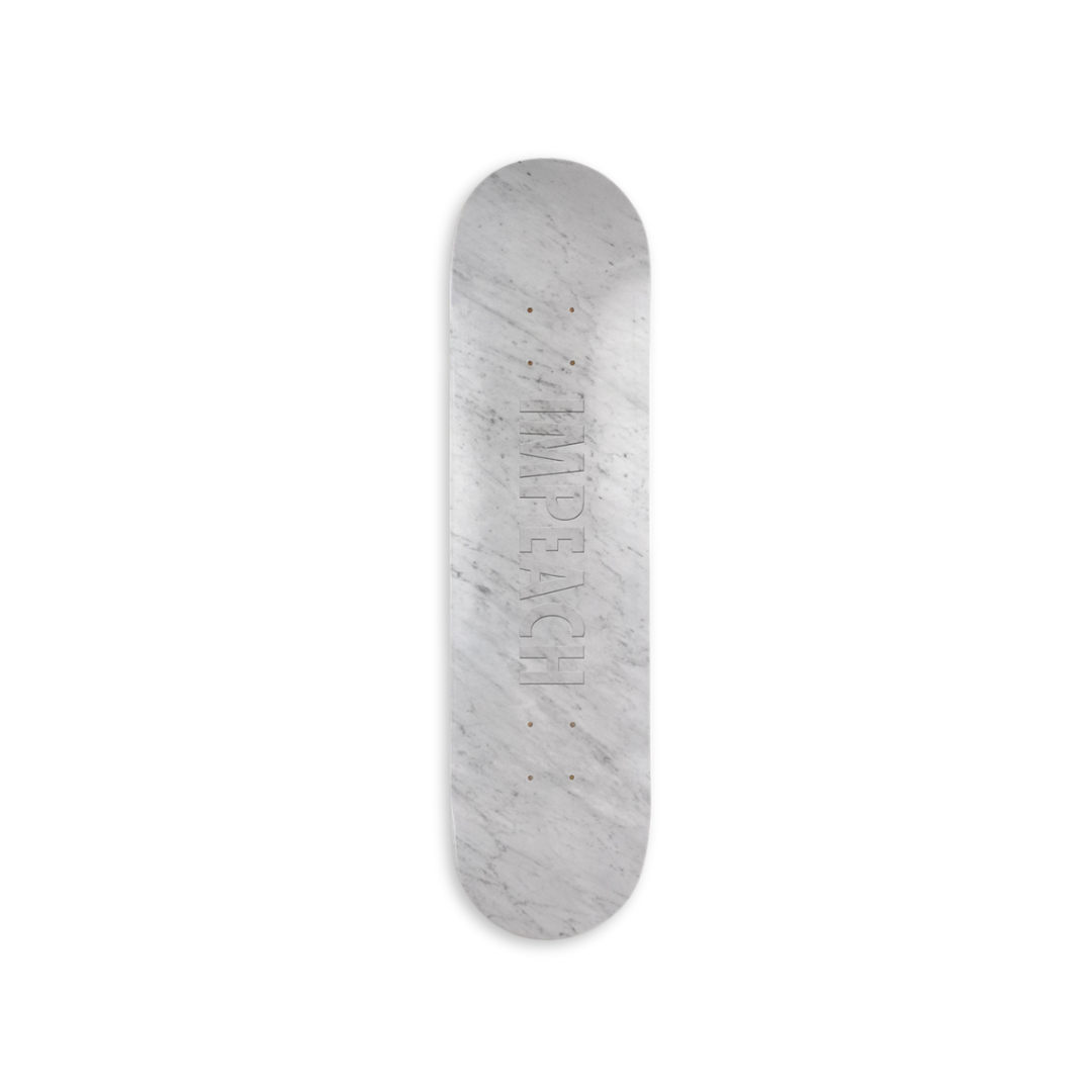 Jenny Holzer's Impeach Marble skateboard art by the skateroom