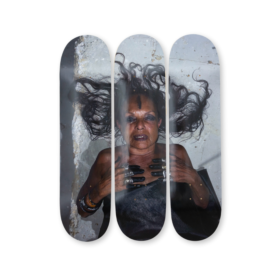 Juergen's Teller Michèle Lamy No.10, Barjac 2022, Hand-signed by MICHELE LAMY skateboard art by the skateroom