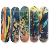 Jules De Balincourt's Expats Ticos and Gringos skateboard art by the skateroom