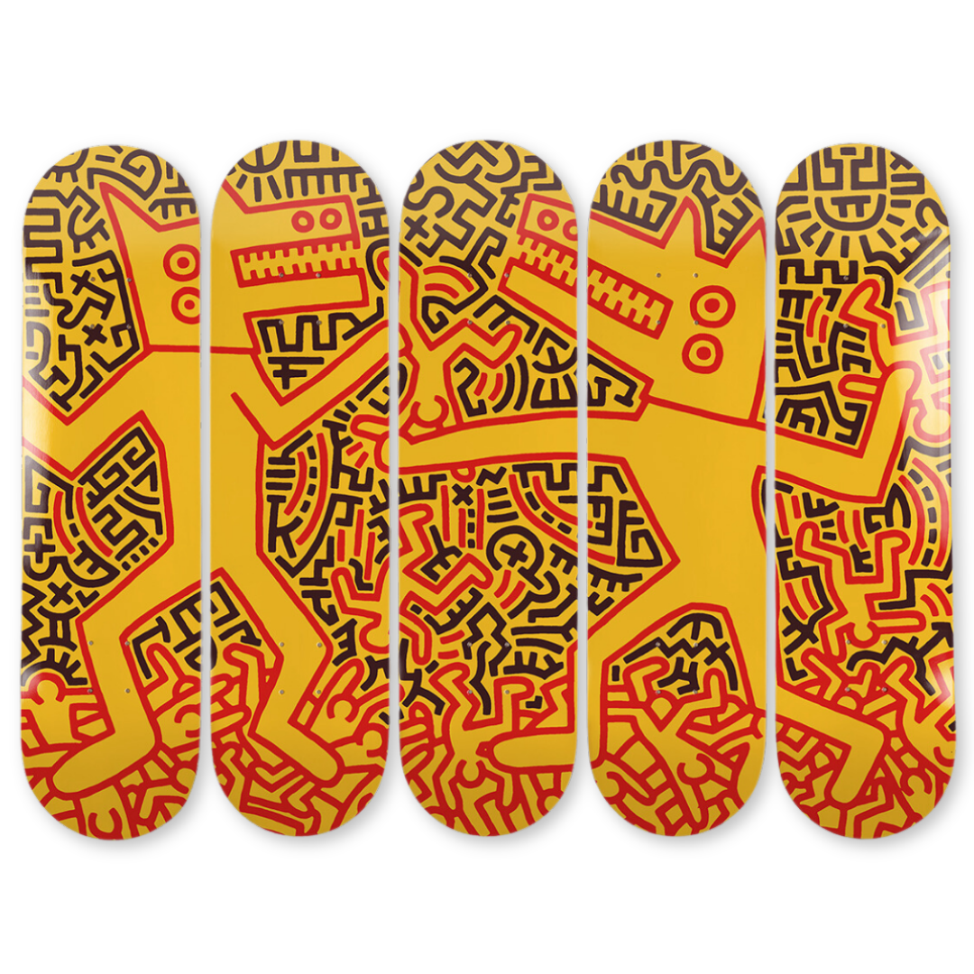 Keith Haring's Monsters skateboard art by the skateroom