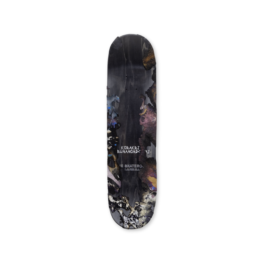 Korakrit Arunanondchai's Earth Blood 3 skateboard art by the skateroom