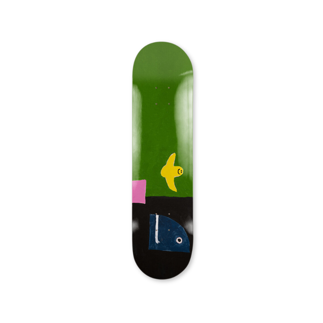 Mark Gonzales Untitled B green skateboard art by the skateroom