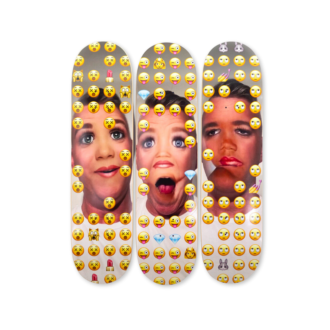 Michael Dayton Hermann's Broken Face skateboard art by the skateroom