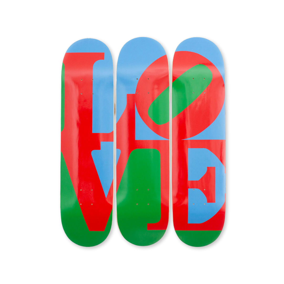 Robert Indiana's Love skateboard art by the skateroom