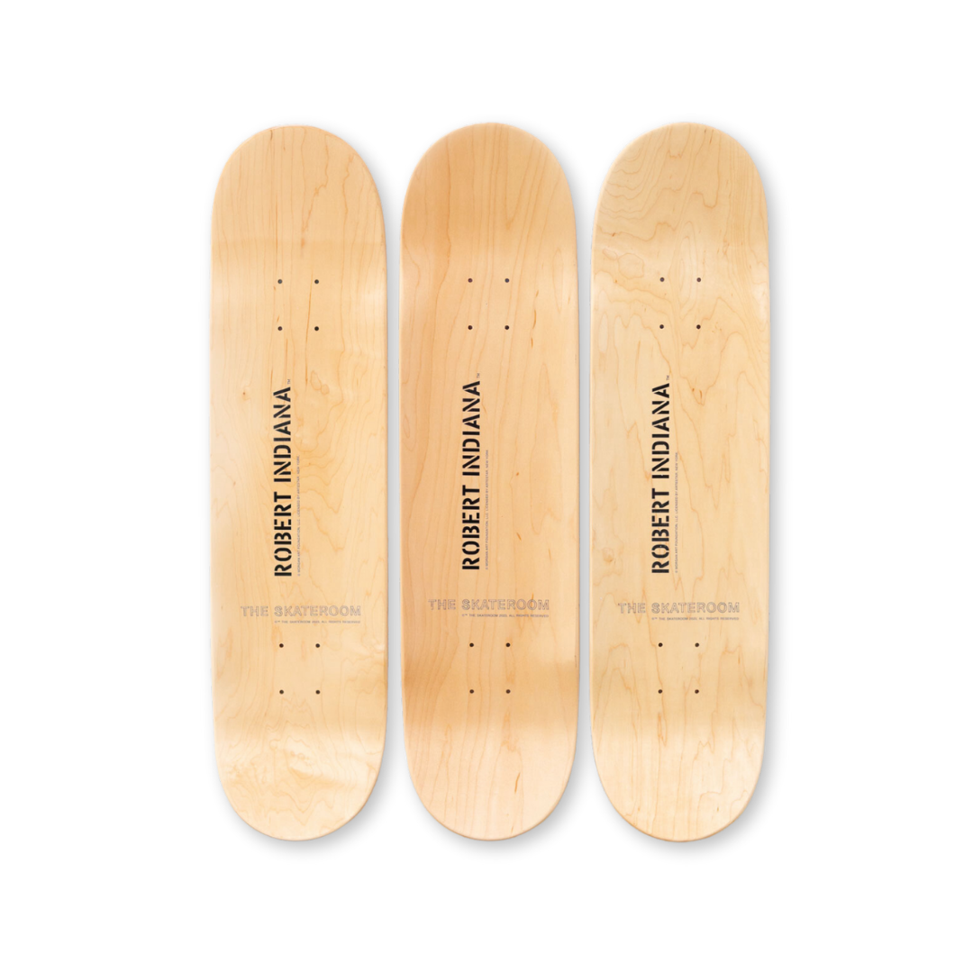 Robert Indiana's Love skateboard art by the skateroom