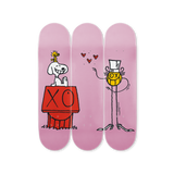The Peanuts Global Artist Collective Tryptich by André Saraiva x Mr. A skateboard art by the skateroom