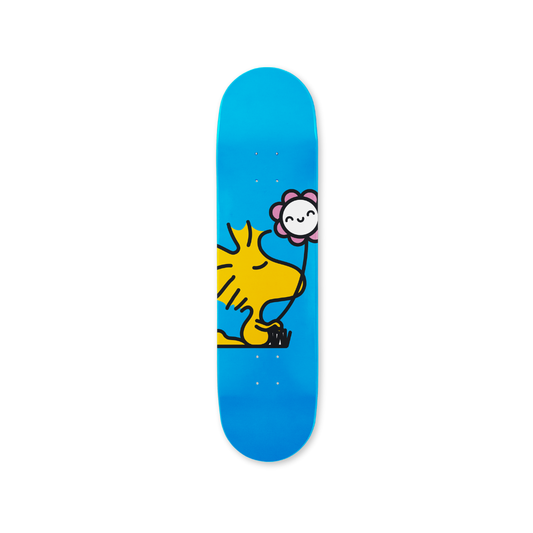 The Peanuts Global Artist Collective Solo by FriendsWithYou skateboard art by the skateroom