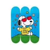 The Peanuts Global Artist Collective Tryptich by FriendsWithYou skateboard art by the skateroom