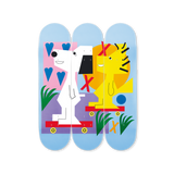 The Peanuts Global Artist Collective Triptych by Nina Chanel Abney skateboard art by the skateroom