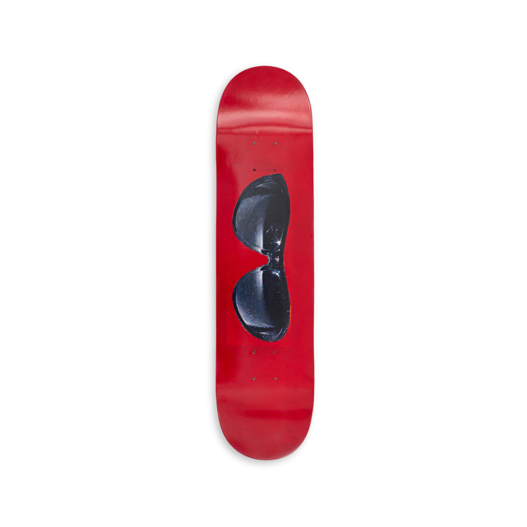 Tobias Spichtig's Sunglasses Red Hand signed skateboard art by the skateroom