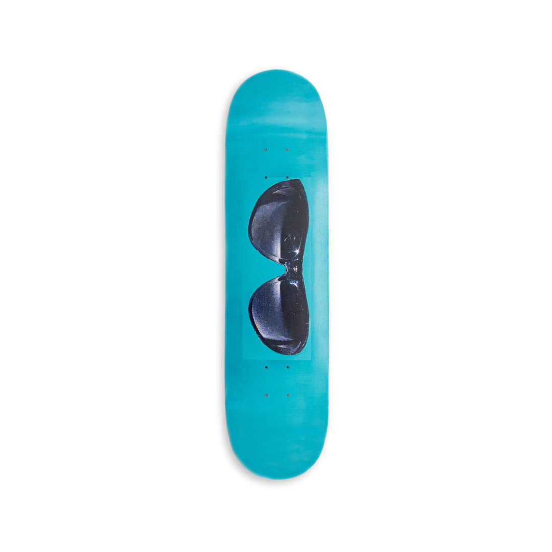 Tobias Spichtig's Sunglasses Teal Hand signed skateboard art by the skateroom