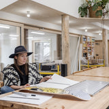 swiss artist claudia comte in her artist studio with her THE SKATEROOM skate art edition