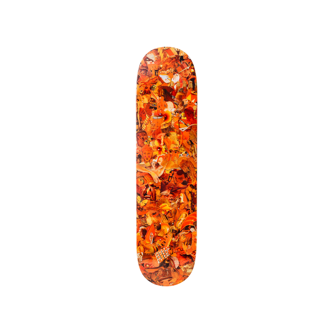 Vik Muniz's Eight Color Spectrum (orange) skateboard art by the skateroom