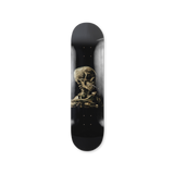 Vincent Van Gogh's Skull of a skeleton with burning cigarette skateboard art by the skateroom