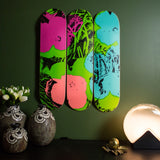 Andy warhol skateboard wall art the flower series green and pink by THE SKATEROOM in an apartment