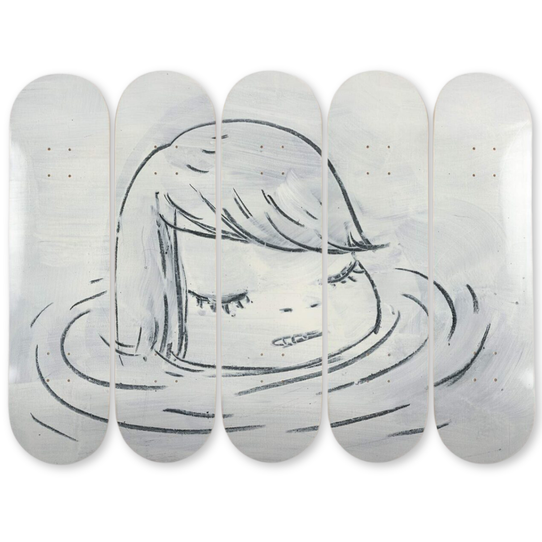Yoshitomo Nara's In The Water skateboard art by the skateroom
