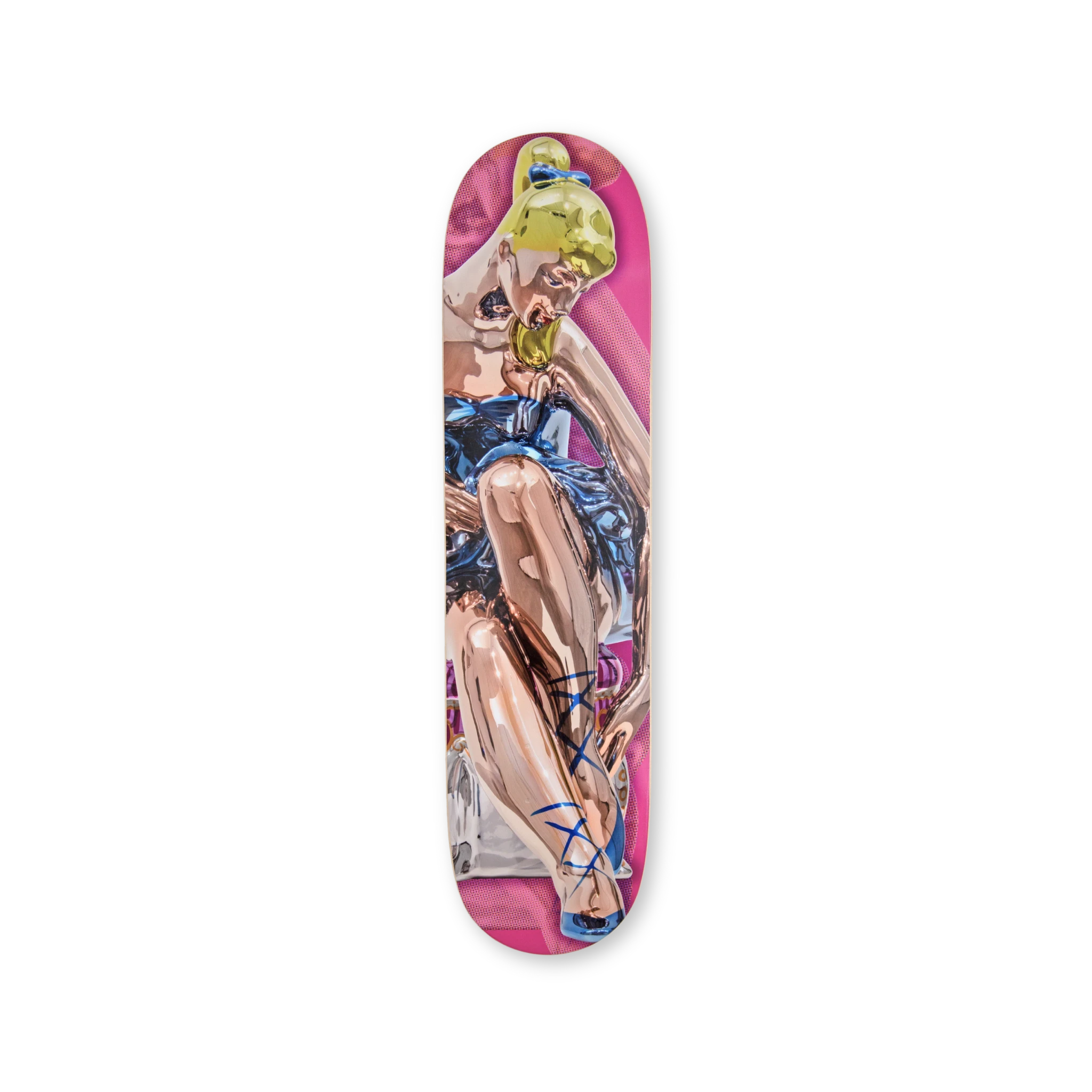 Jeff Koons Seated Ballerina Skateboard – 2025 edition on transparent background. Time-limited edition by THE SKATEROOM