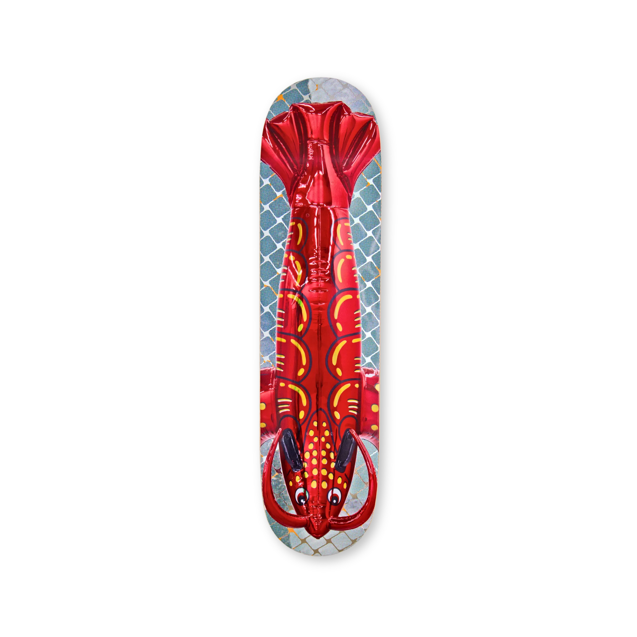 Jeff Koons Lobster Skateboard – 2025 edition on transparent background. Part of THE SKATEROOM’s limited art deck release.