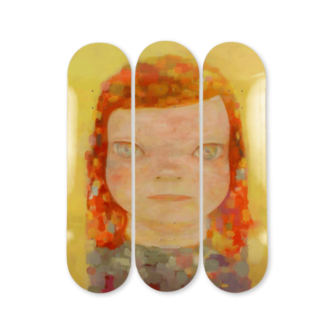 pack shot of Yoshitomo Nara light haze day skateboard triptych