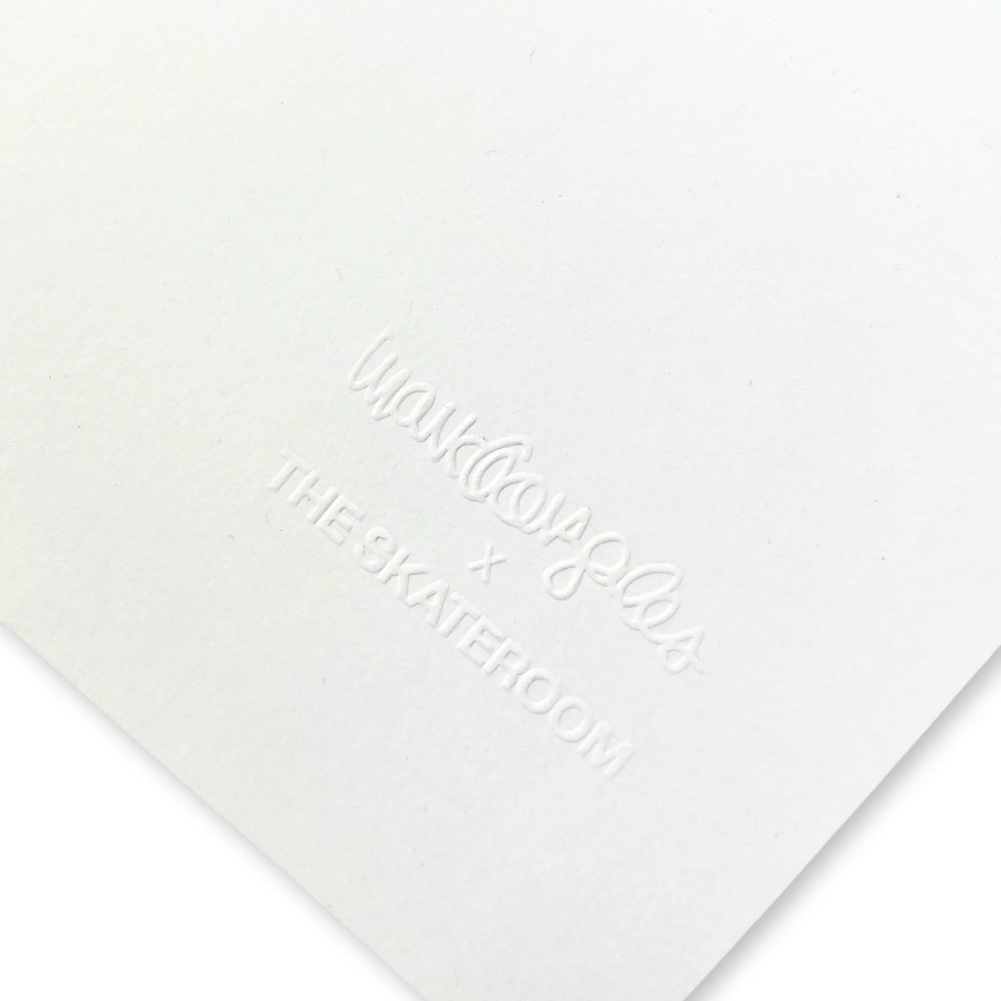 Detail of embossing on Mark Gonzales and THE SKATEROOM limited edition prints.