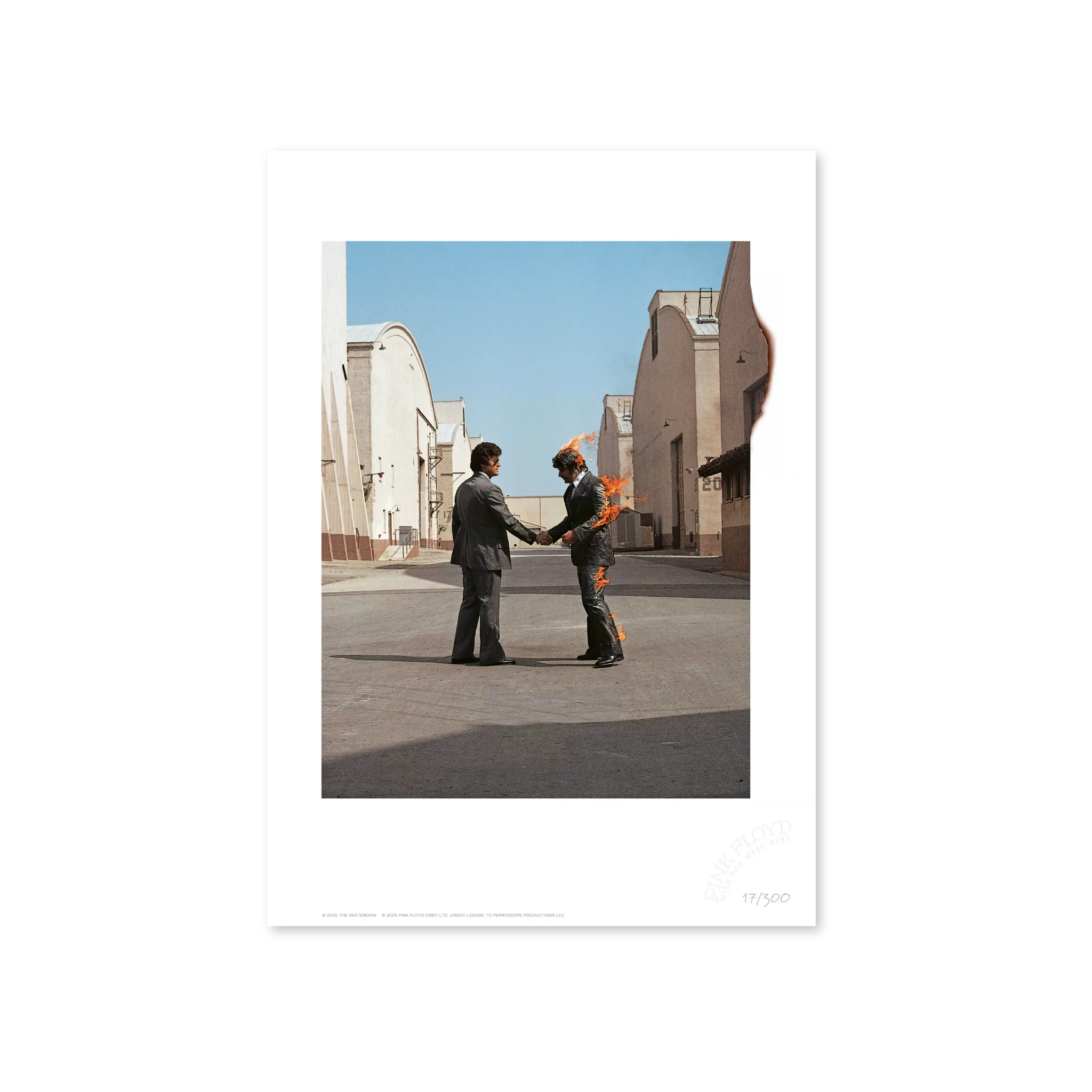 Giclée print of Pink Floyd's Wish You Were Here album cover.