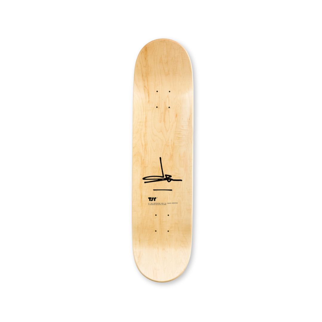 solo top print skateboard artwork from artist Olaolu SLAWN in collaboration with THE SKATEROOM