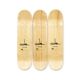 triptych top print skateboard artwork from artist Olaolu SLAWN in collaboration with THE SKATEROOM