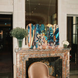 pentaptych of jules de balincourt, multi-deck set of skateboards by the skateroom displayed at hotel de crillon