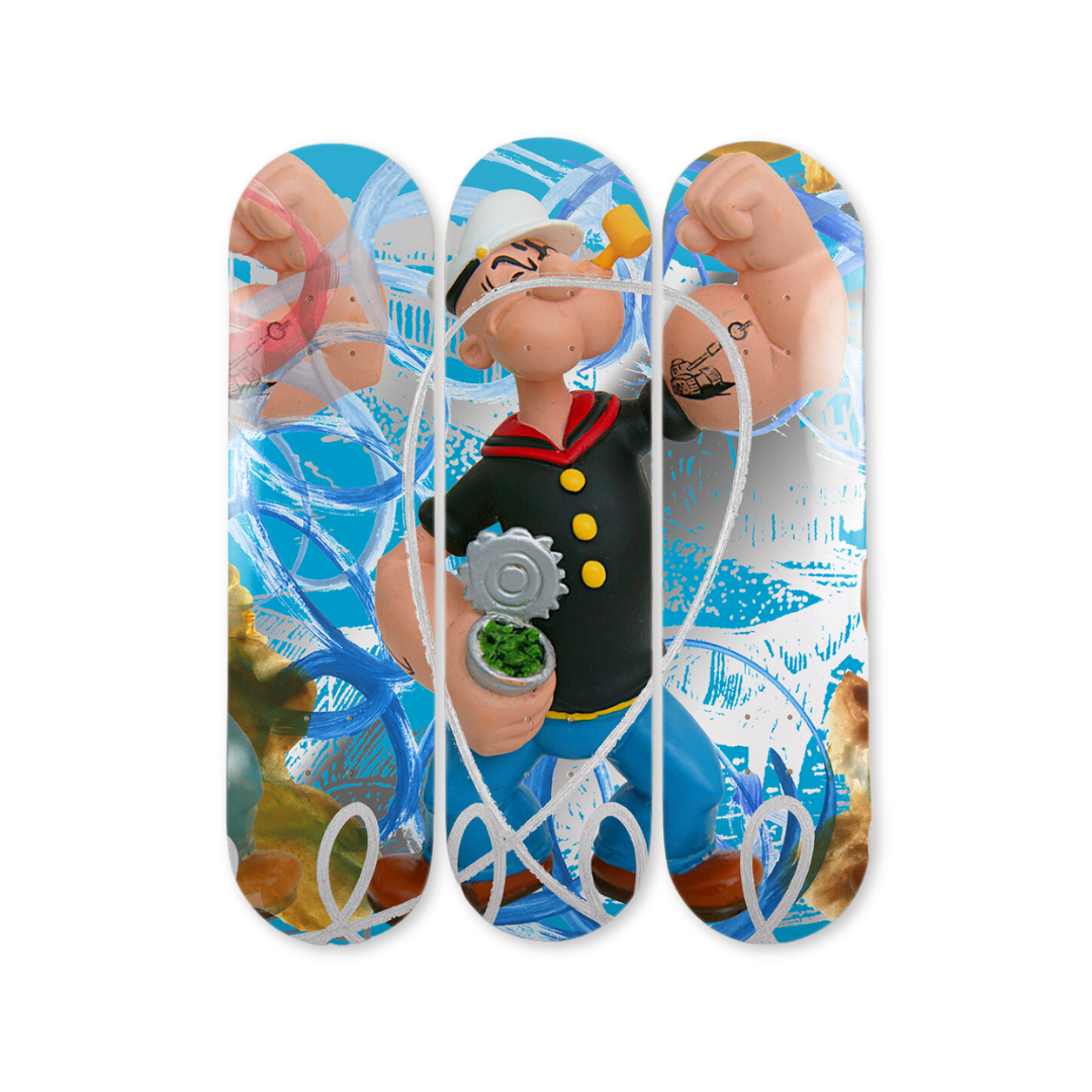 Jeff Koons' Popeye skateboard art by the skateroom