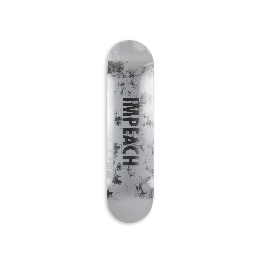 Jenny Holzer's Impeach Wood skateboard art by the skateroom