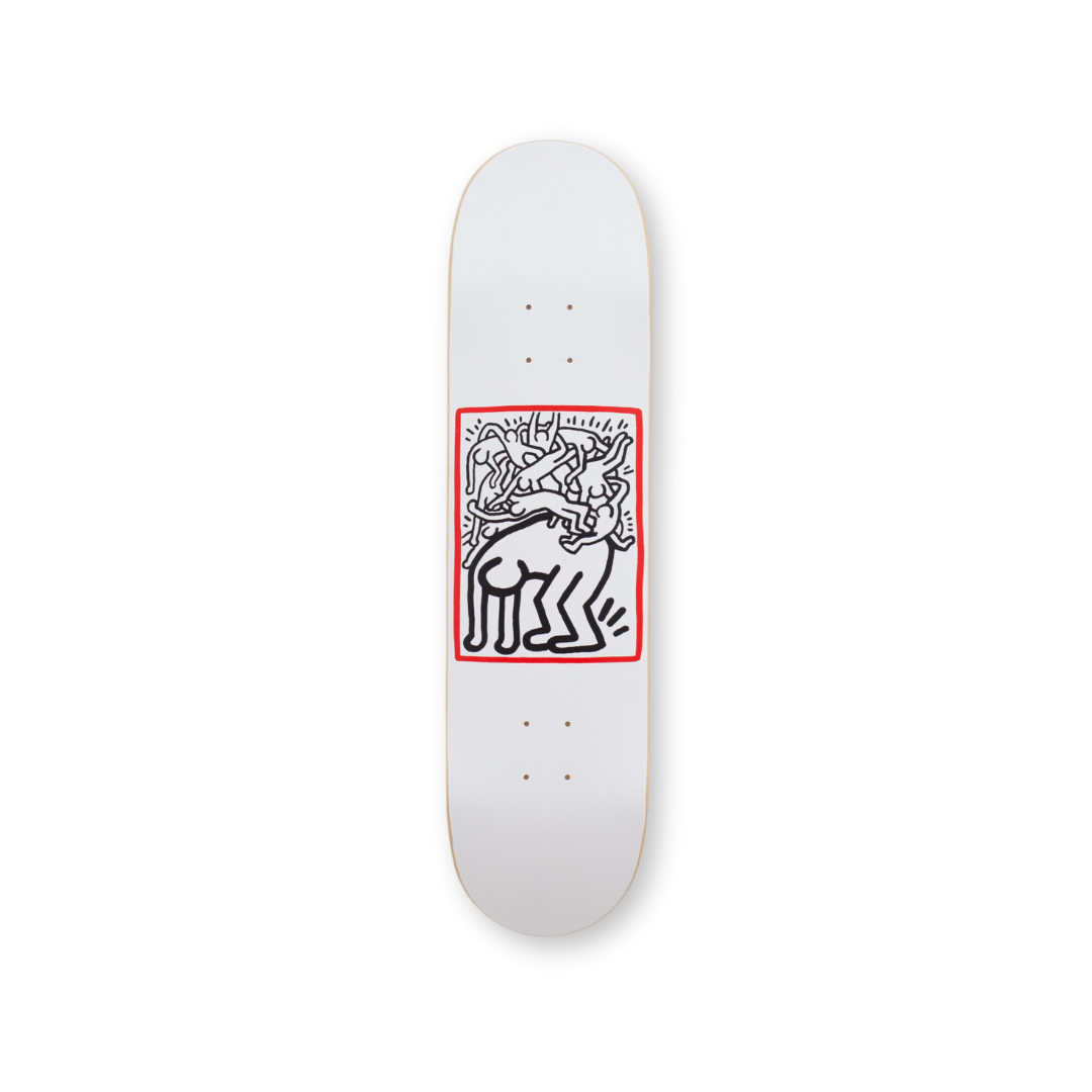 Keith Haring's Fight Aids skateboard art by the skateroom