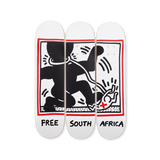 Keith Haring's Free South Africa skateboard art by the skateroom