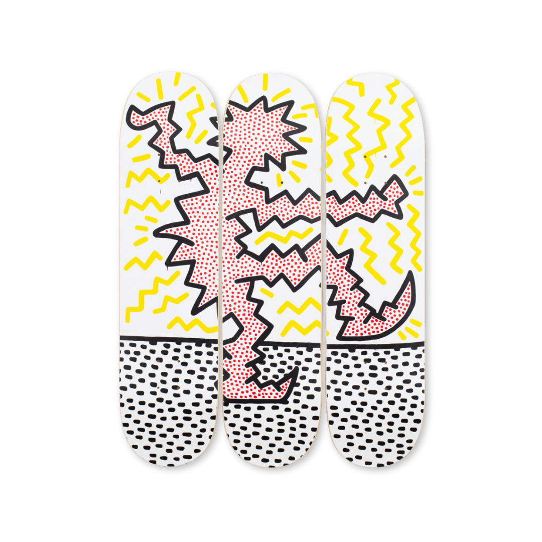 Keith Haring's Untitled (electric) skateboard art by the skateroom