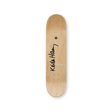 Keith Haring's Untitled (smile on stripes) skateboard art by the skateroom
