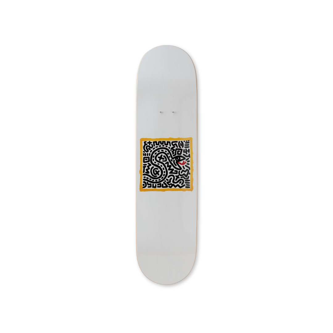 Keith Haring's Untitled (snake) skateboard art by the skateroom
