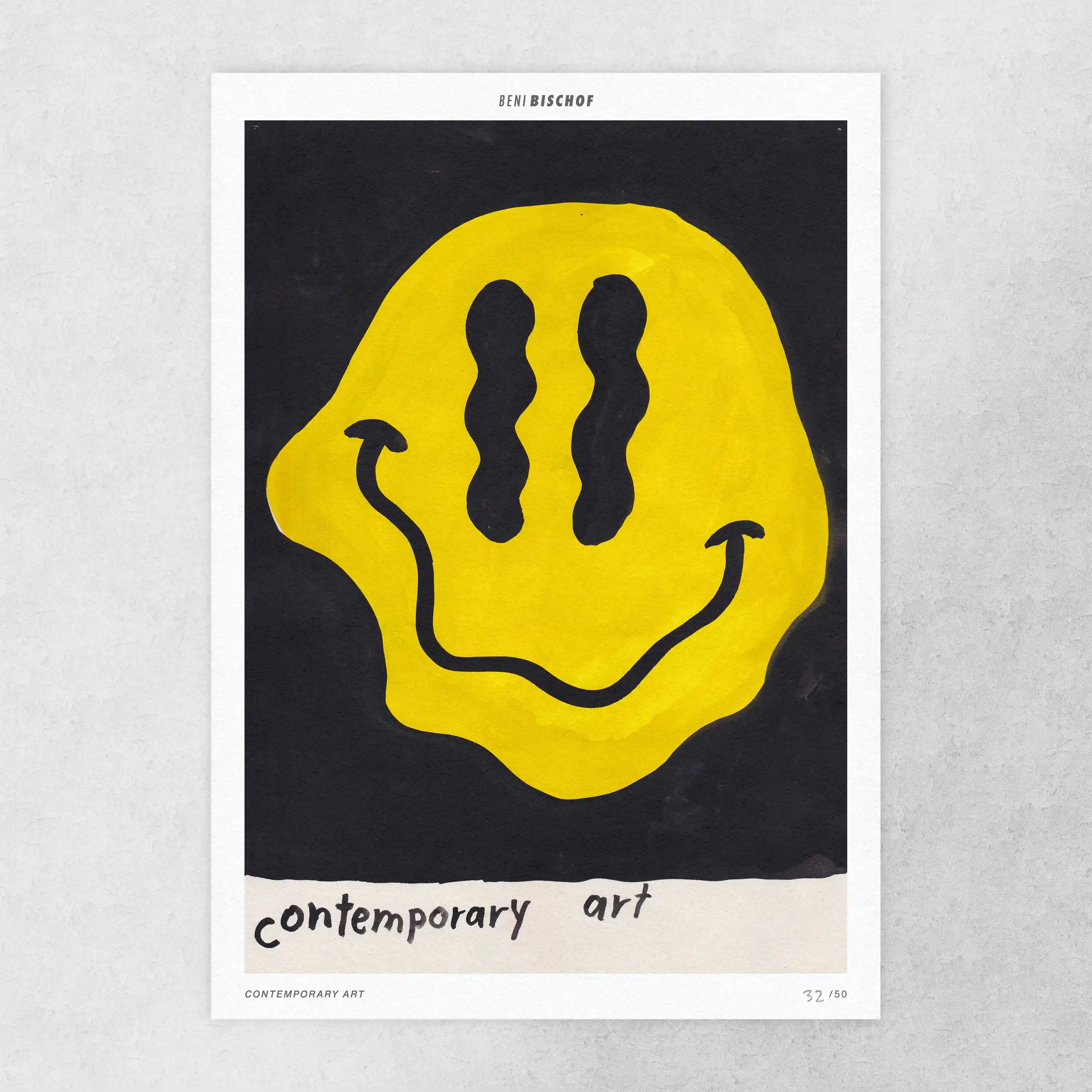 Beni Bischof Contemporary Art print by The Skateroom, flat lay view showing full print on grey background