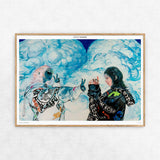 Reality Dropout limited-edition A2 print by Little Thunder in a natural wood frame