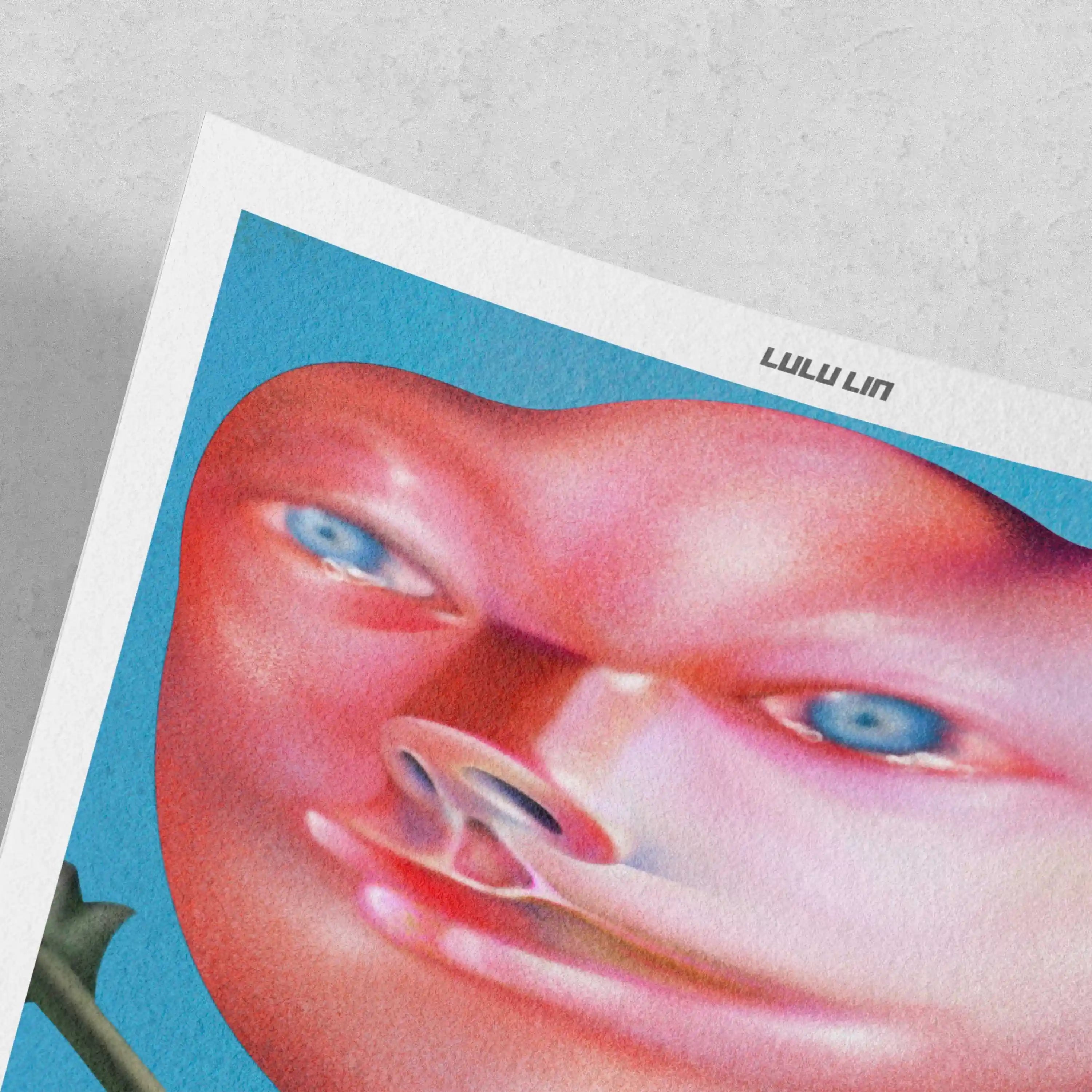 Lulu Lin Make Me Look Calm and Mature But Not Cringe and Extra limited edition art print by The Skateroom, unframed with curved corners, detail view on grey background