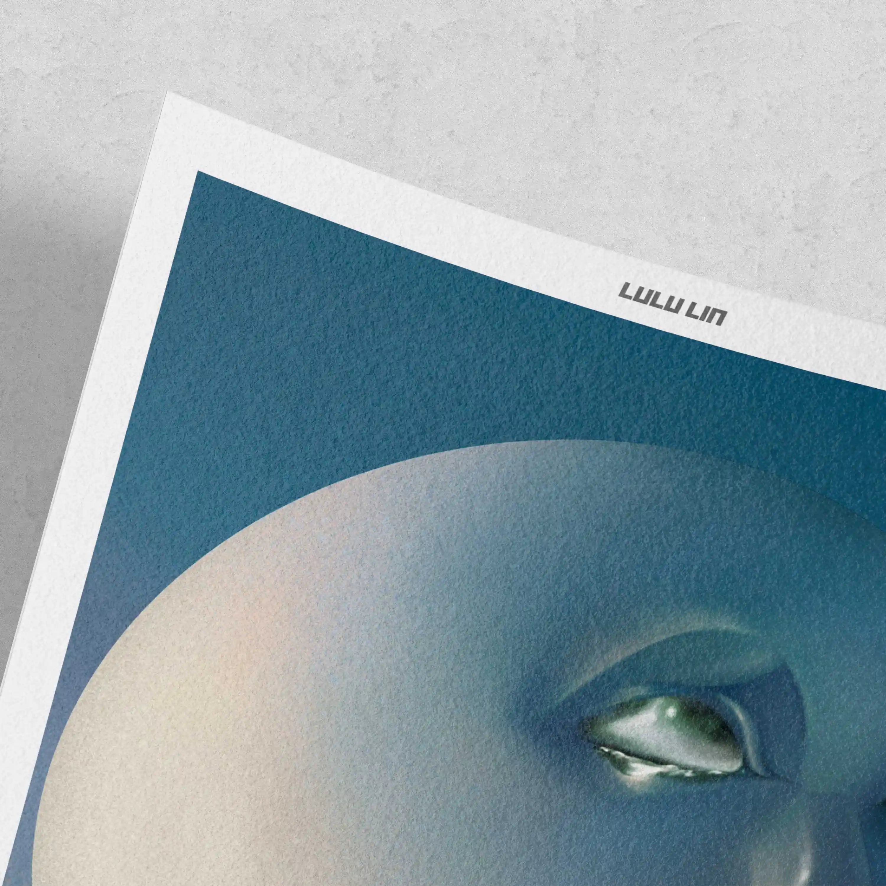 Lulu Lin The Moon's 41% Aglow limited edition art print by The Skateroom, unframed with curved corners, detail view on grey background