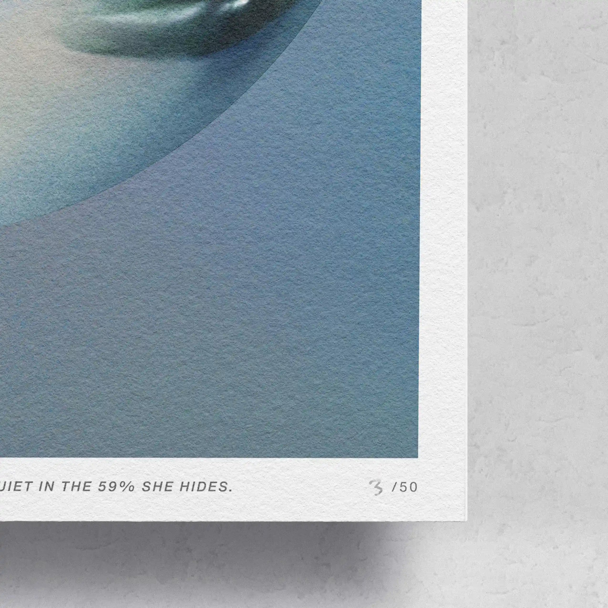 Lulu Lin The Moon's 41% Aglow limited edition art print by The Skateroom, unframed with straight corners, detail view on grey background