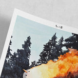 Holy (Merry) giclée print by Sangho Noh, unframed with curved corners, detail view on white background