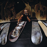 Michèle Lamy with her THE SKATEROOM skate art collection with Juergen Teller's photography